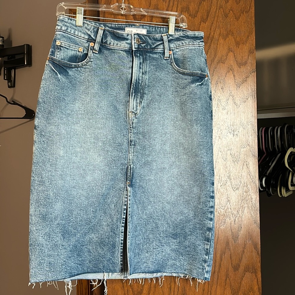Denim midi skirt
